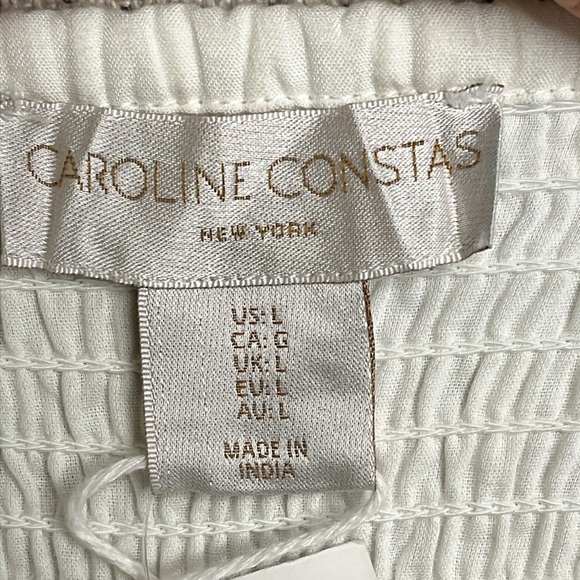 Caroline Constas White  Cotton Spaghetti Beaded Straps Embroidered  Midi Dress - Picture 8 of 16